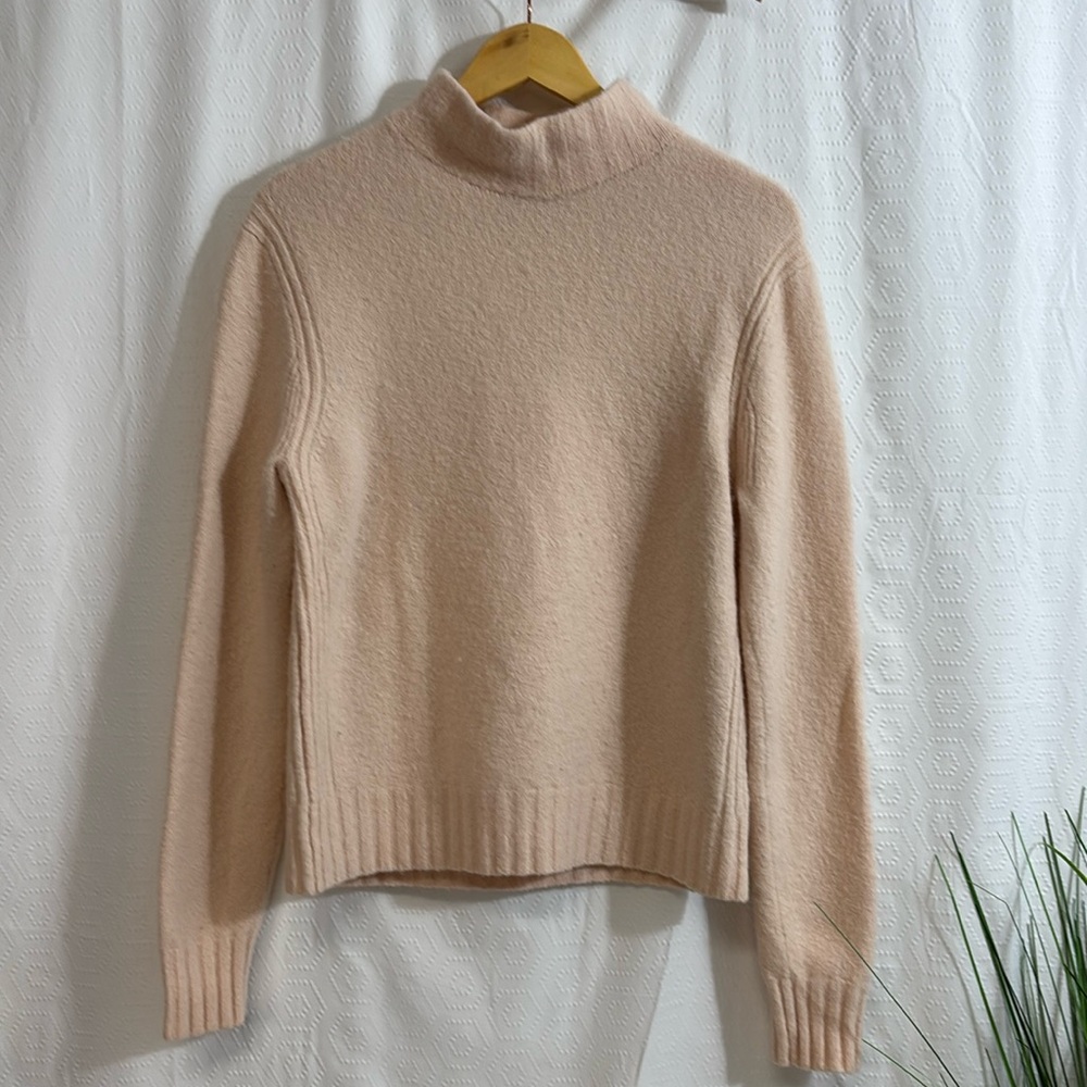 Point Sur Ballet Pink Mock Neck Merino Wool Blend Sweater - Size Medium